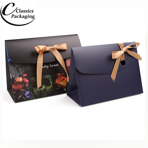 Customized Paper Bags with Ribbon From Classics Packaging Factory